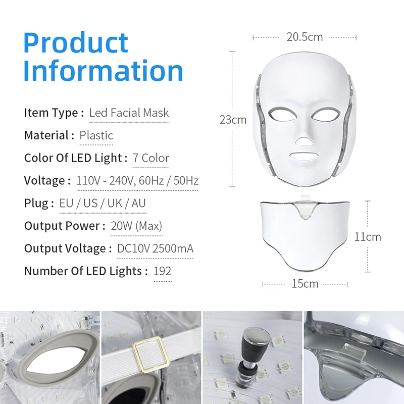 Missheart 7 цветов светодиодный маска для лица с утепленной шеей фотон в Корейском