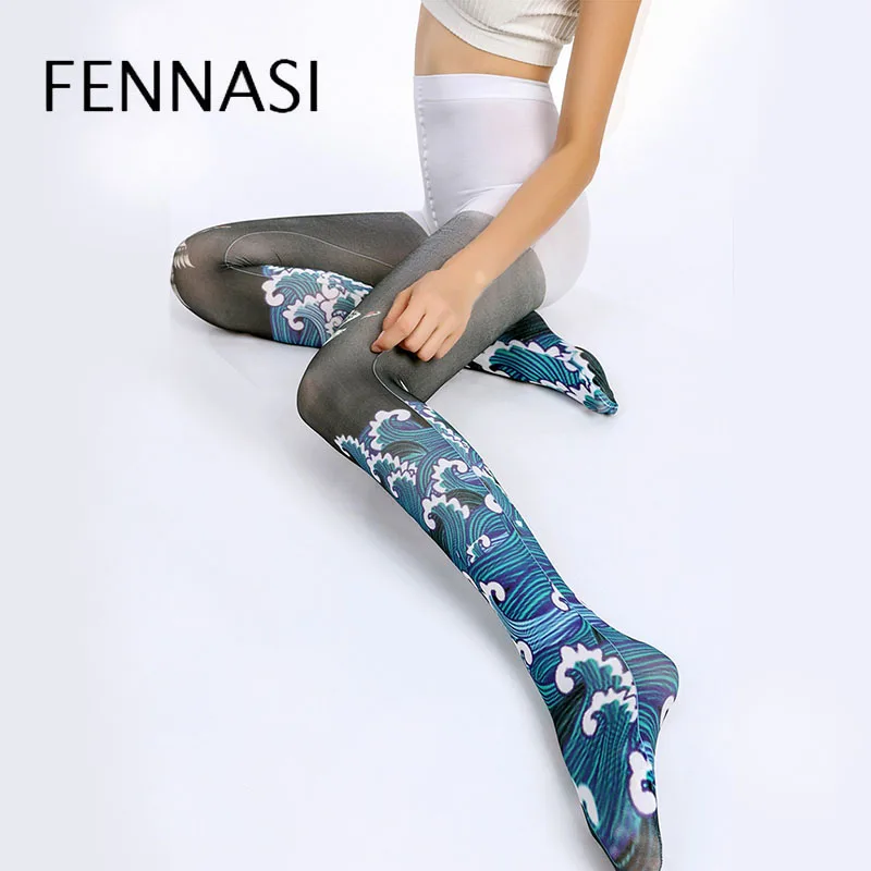 FENNASI черные женские колготки сексуальные чулки животный узор Rajstopy Medias De Mujer