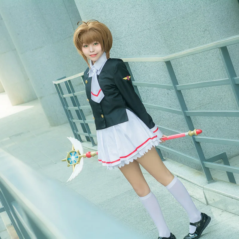 

New Cardcaptor Sakura Clearcard Cosplay Costume Kinomoto Sakura Tomoyo Daidoji Cosplay Costume School Uniform Cosplay