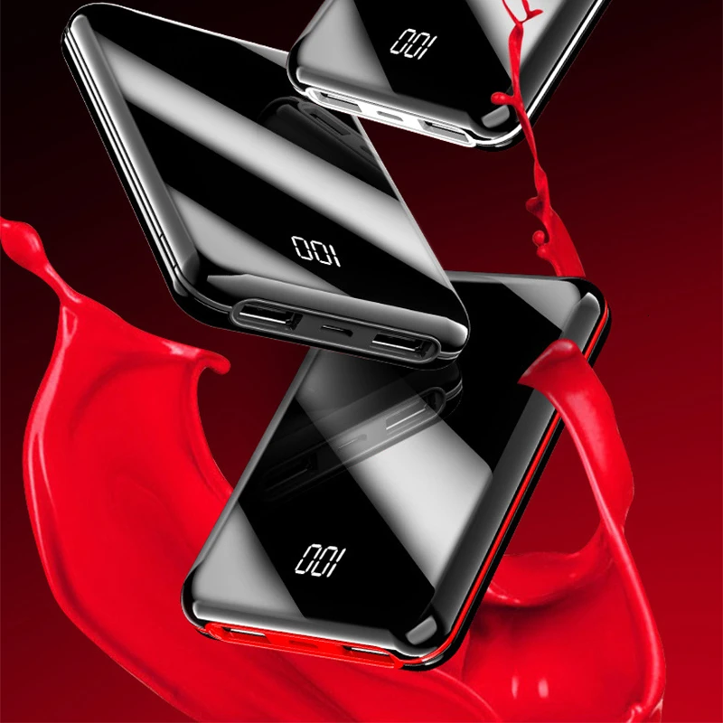 Портативный мини внешний аккумулятор на 30000 мАч зеркальный экран цифровой