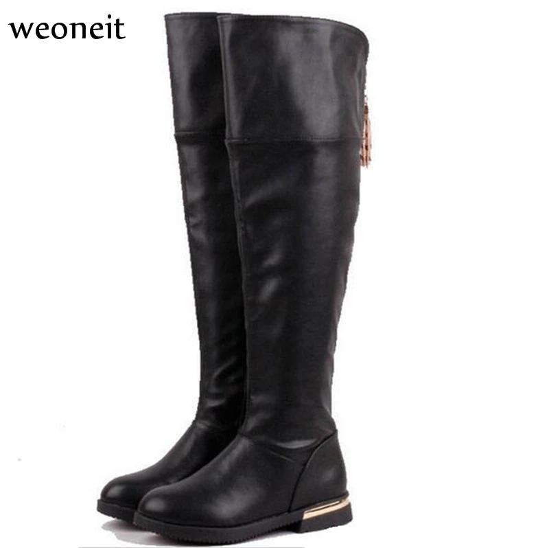 Weoneit/ г., осенне-зимние модные высокие сапоги для девочек теплые зимние сапоги из искусственной кожи для девочек Детская обувь размеры 30-39