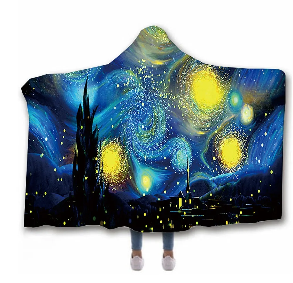

Cartoons Planet character pattern Hooded Blanket Adult colorful child Sherpa Fleece Wearable Blanket Microfiber Bedding style-4