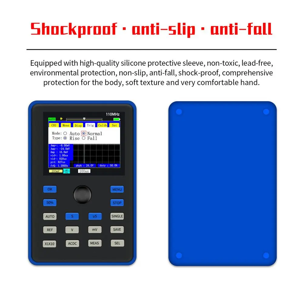 

DSO1C15 Professional Digital Oscilloscope 2.4Inch Screen 500MS/s Sampling Rate 110MHz Analog Bandwidth Support Waveform Storage