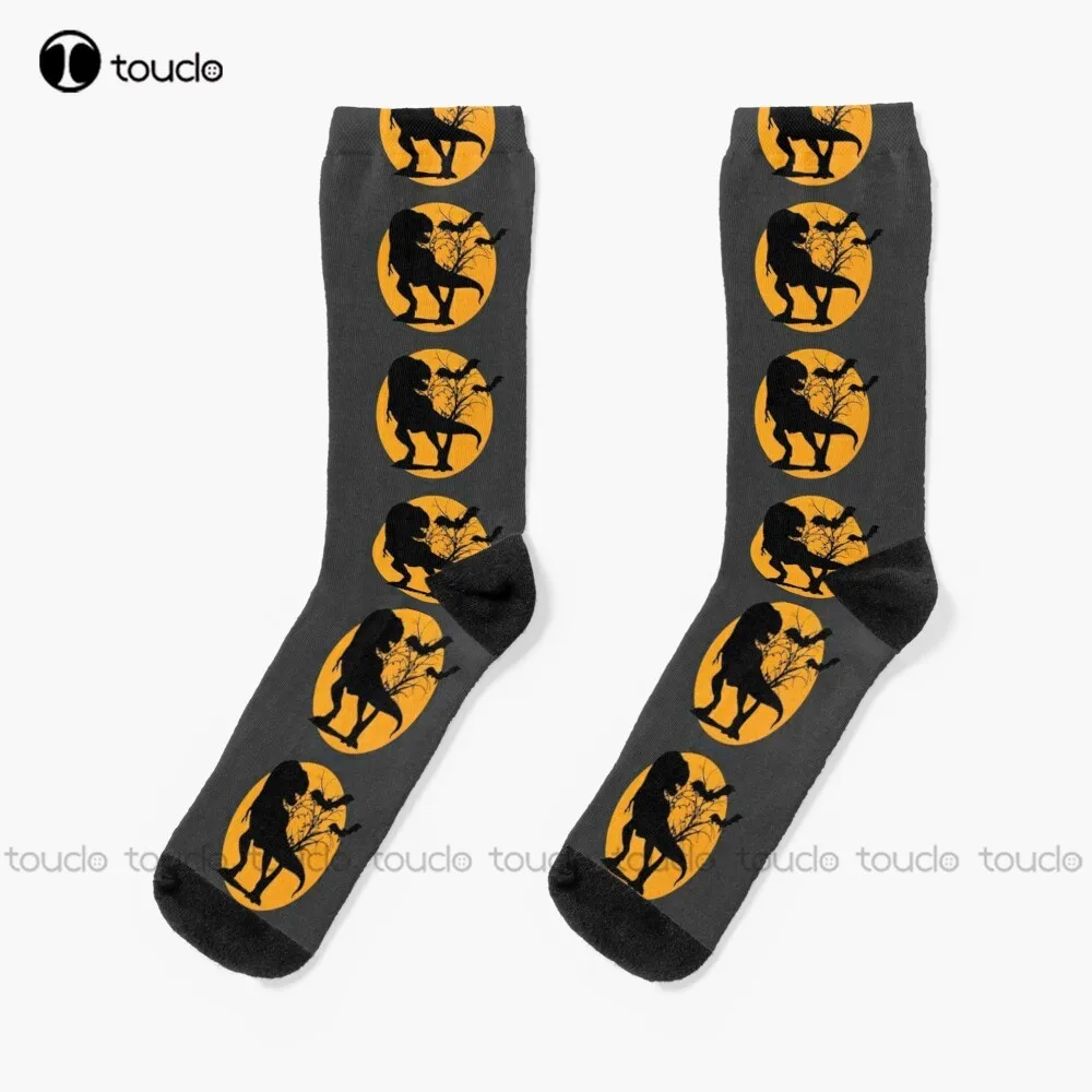 

Halloween Dinosaur T Rex Socks Womens Cotton Socks Personalized Custom Unisex Adult Teen Youth Socks 360° Digital Print Gift