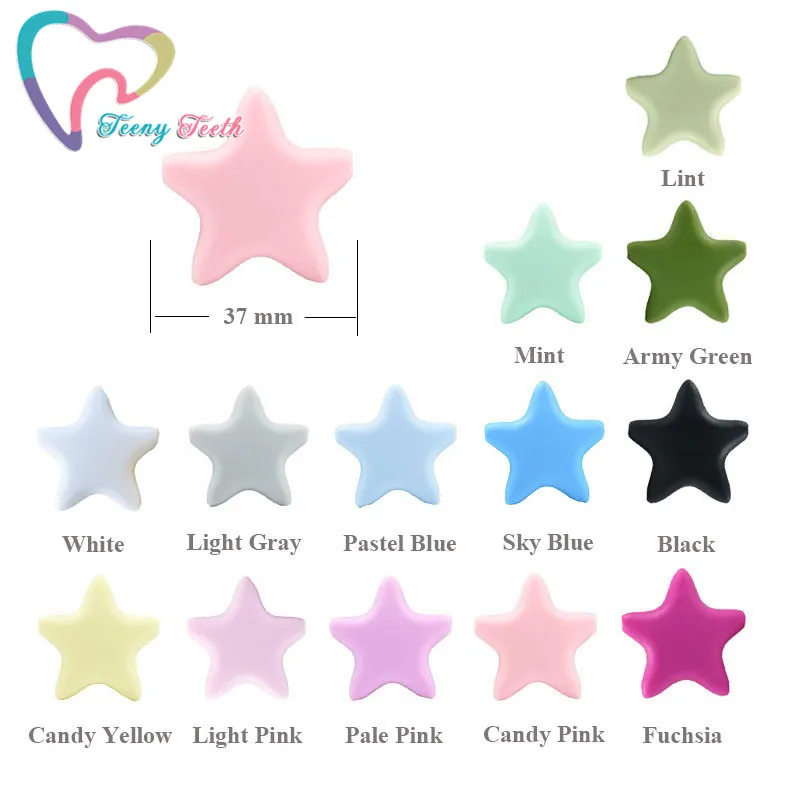 50 шт 35 мм Форма Звезды силиконовый бисер ребенок прорезывание зубов свободные