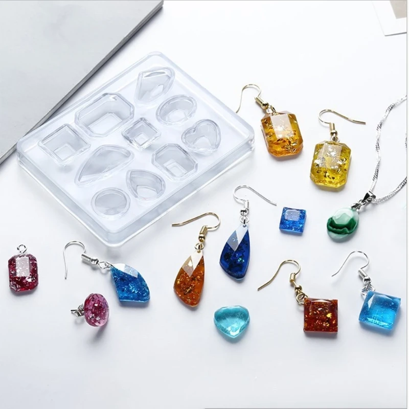 

1 Set Crystal Epoxy Resin Mold Kit Earring Pendants Silicone Mould Casting Tools LX9E