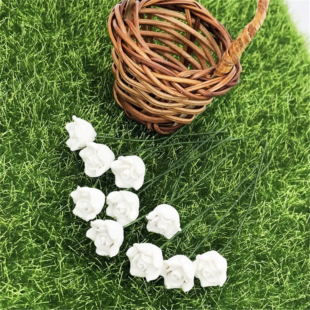 Имитация Розовая модель 10 шт. кукольный домик мини цветок миниатюрная гостиная