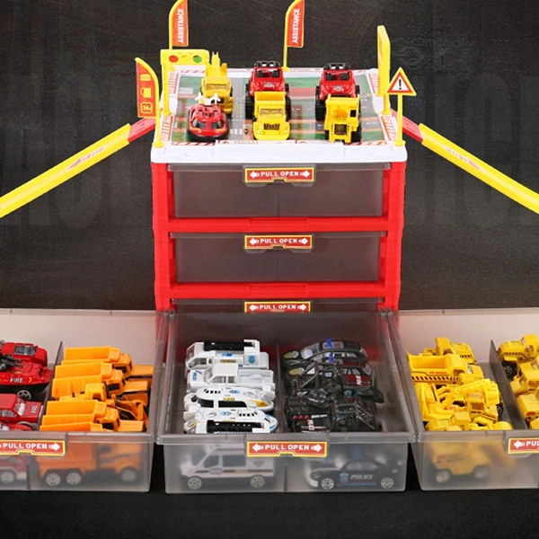 

Multi-Functional with Signal Tower Mini Car Parking Lot Drawer Kids Toys Storage Box Case Novelty Gifts Children