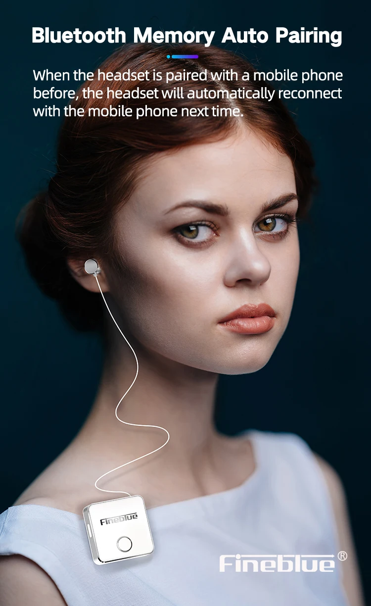 Fineblue F1 Bluetooth 5,0 зажим для наушников на кабель вытяжной наушник беспроводные музыкальные гарнитуры Вибрация оповещения Hands-free w/Mic