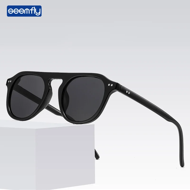 

Seemfly Vintage Round Sunglasses Men Women Luxury Brand Fashion Leopard Jelly Color Clear Sunshade UV400 Men Driving Sun Glasses