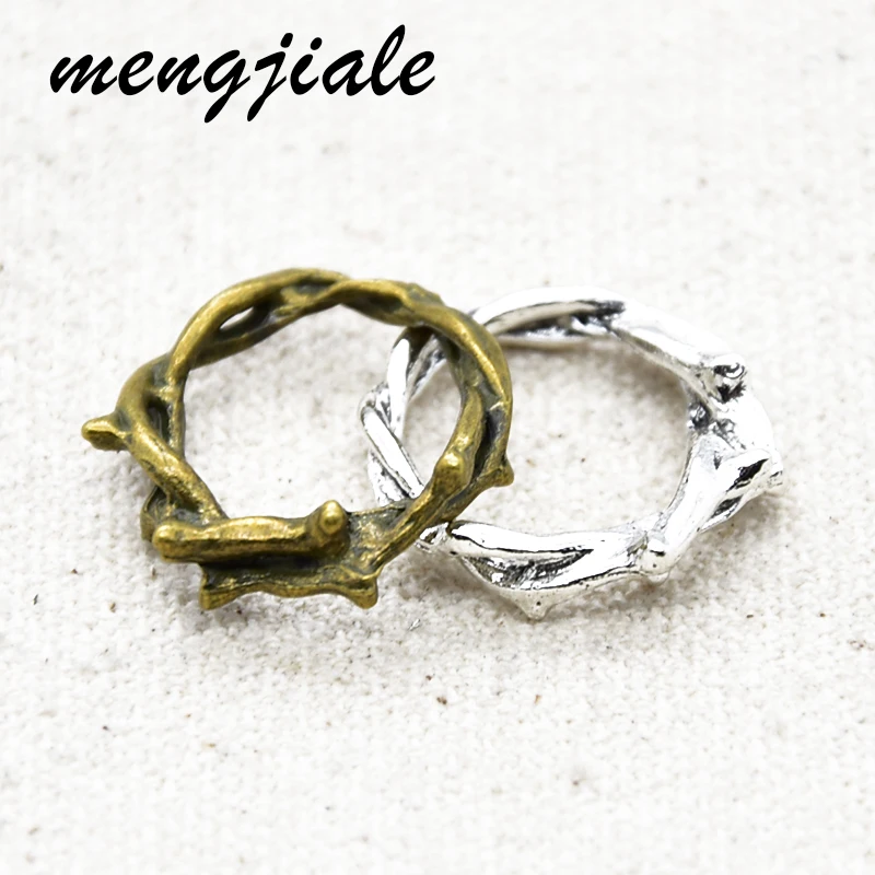 

12pcs Hot Sell Two Color Branch Vine Ring Charms Vintage Alloy Metal Pendants For DIY Jewelry Accessories Making 21*20mm