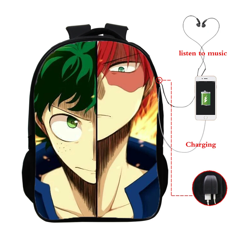 

Japan Anime My Hero Academia Backpack Boys Girls Teenager Students School Bags 3D 16 Inch Waterproof Sports Laptop Backpack Bag