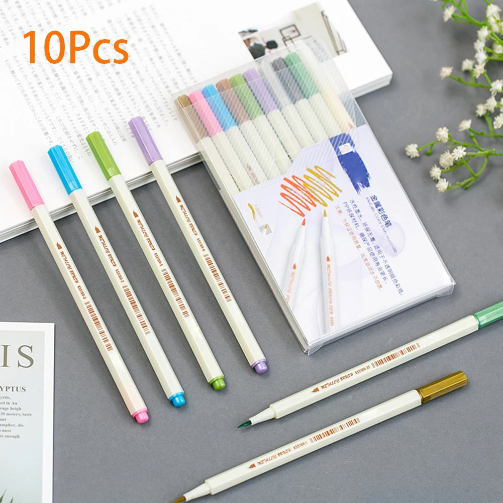 10 шт. Студенческие маркеры цвета &quotметаллик&quot для каллиграфии DIY Фотоальбом
