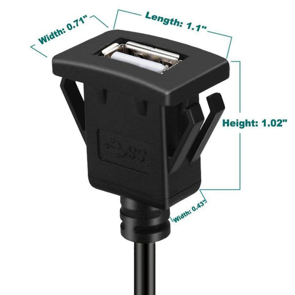 

Waterproof Male to Female Dashboard Panel Mount Single Port USB 2.0 Socket Plug Jack Connector Extension Wire--Length 1m