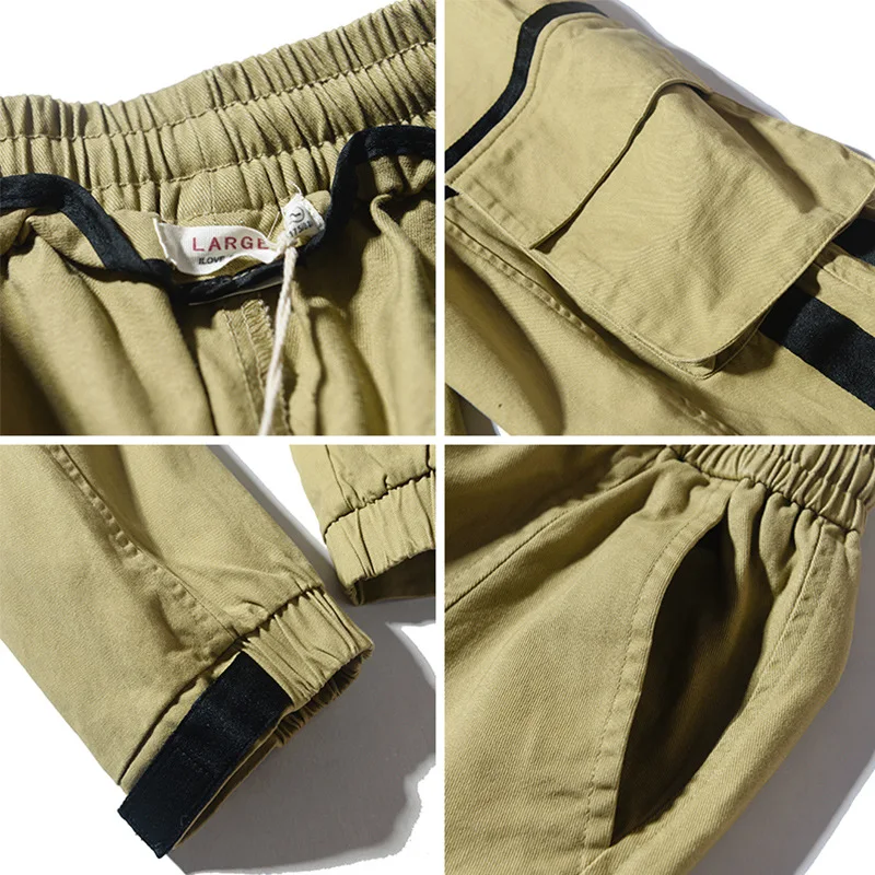 

Fashion Mens Cargo Pants Hip Hop Patchwork Pockets Urban Style Pants Streetwear Joggers Cuffed Trousers For Male
