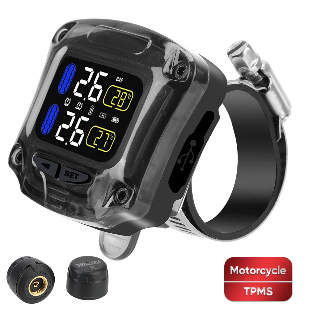 

Беспроводная система контроля давления TPMS для мотоцикла, ЖК-экран, дисплей, внутренний и внешний датчик s