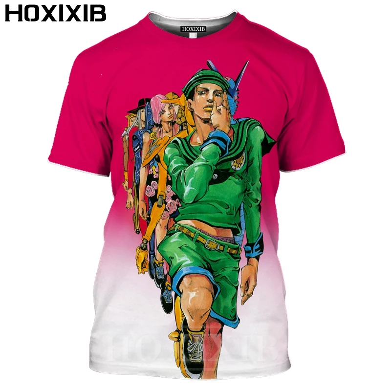 

HOXIXIB JoJo Bizarre Adventure T Shirt Men O Neck 3D Hot Anime Tshirt Women Funny Cartoons JOJO Sports Tops Soft Unisex Clothing
