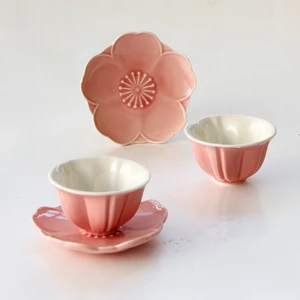 Originality Pink Flower Ceramics Coffee Cup Saucers Suit Afternoon Tea Scented Tea Black Tea Teacup Womens Coffee Cups Tea Cup