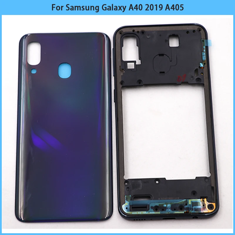 

New For Samsung Galaxy A40 2019 A405 SM-A405F A405DS Middle Frame Bezel A40 Battery Back Cover Rear Door Housing Case Replace