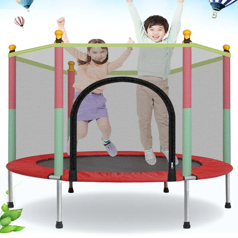 

Children Trampoline Round Mute Fitness Safety Mesh Trampoline Kids Bed Furniture Baby's Mobile Park Children Indoor Playground