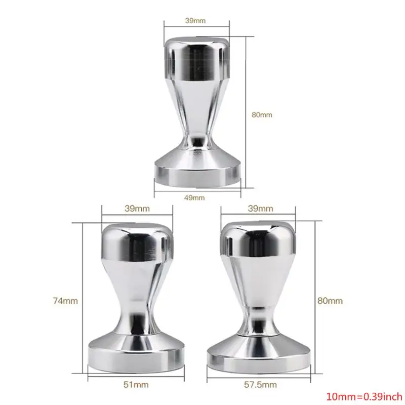 

1PC 49/50/57.5mm Handheld Solid Stainless Steel Coffee Tamper For Home Kitchen Coffee Use (Silver)