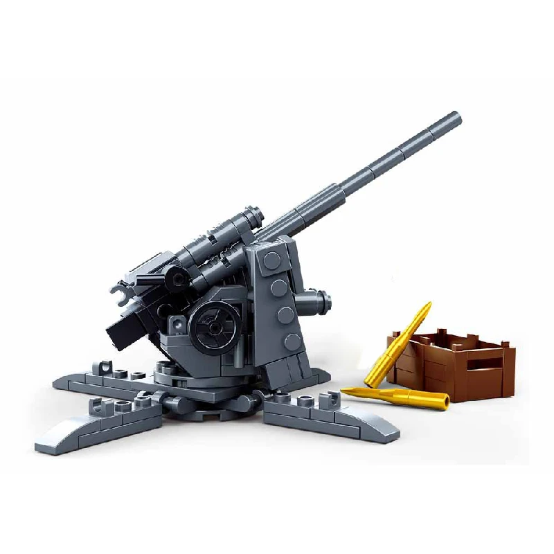 

Аксессуары Moc для мелких строительных блоков, фигурка средневековой военной немецкой артиллерии 88 мм, Боевая артиллерия, противотанковые п...