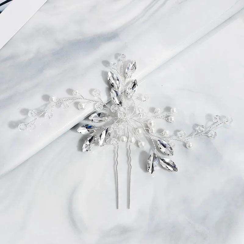 Модная блестящая U образная заколка Стразы ACRDDK ручной работы Цветочные Палочки