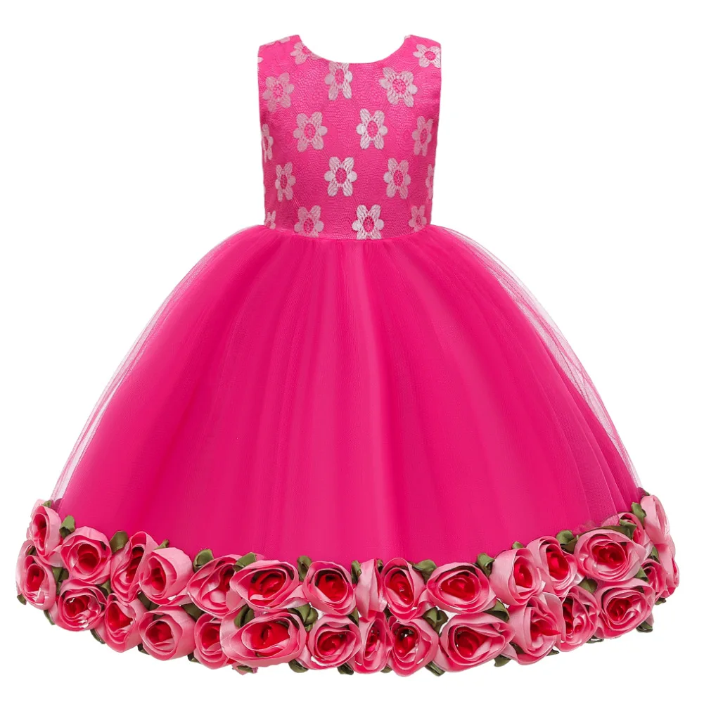 Платье-пачка с цветочным узором для свадебного торжества детское платье