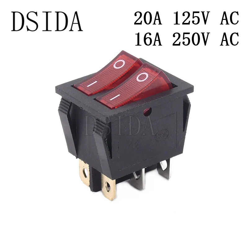 25*31 мм KCD4 клавишный переключатель двухсторонний ВКЛ ВЫКЛ 2 позиционный 6