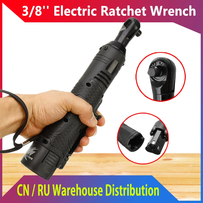 

12/18/28V Electric Wrench Angle Drill Screwdriver 3/8 Cordless Ratchet Wrench Scaffolding With 1/2 Lithium-Ion Battery