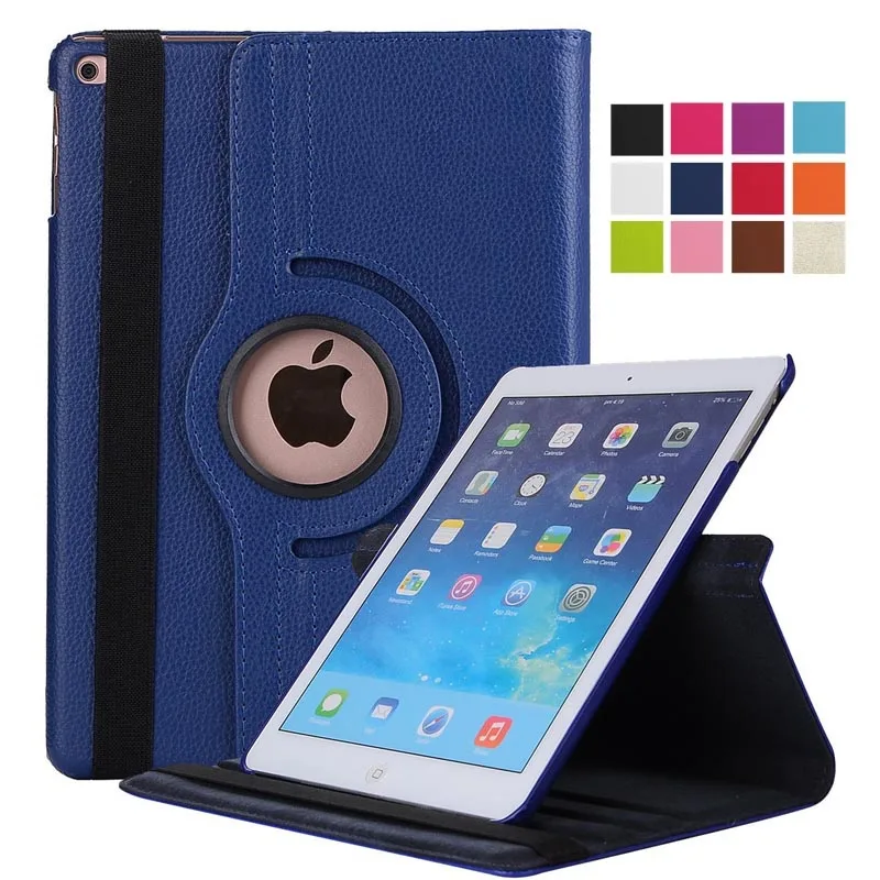 

Para el iPad 2 aire caso modelo A1566 A1567 Tablet 360 grados giratoria de la PU de cuero para Coque iPad aire 1 inteligente par