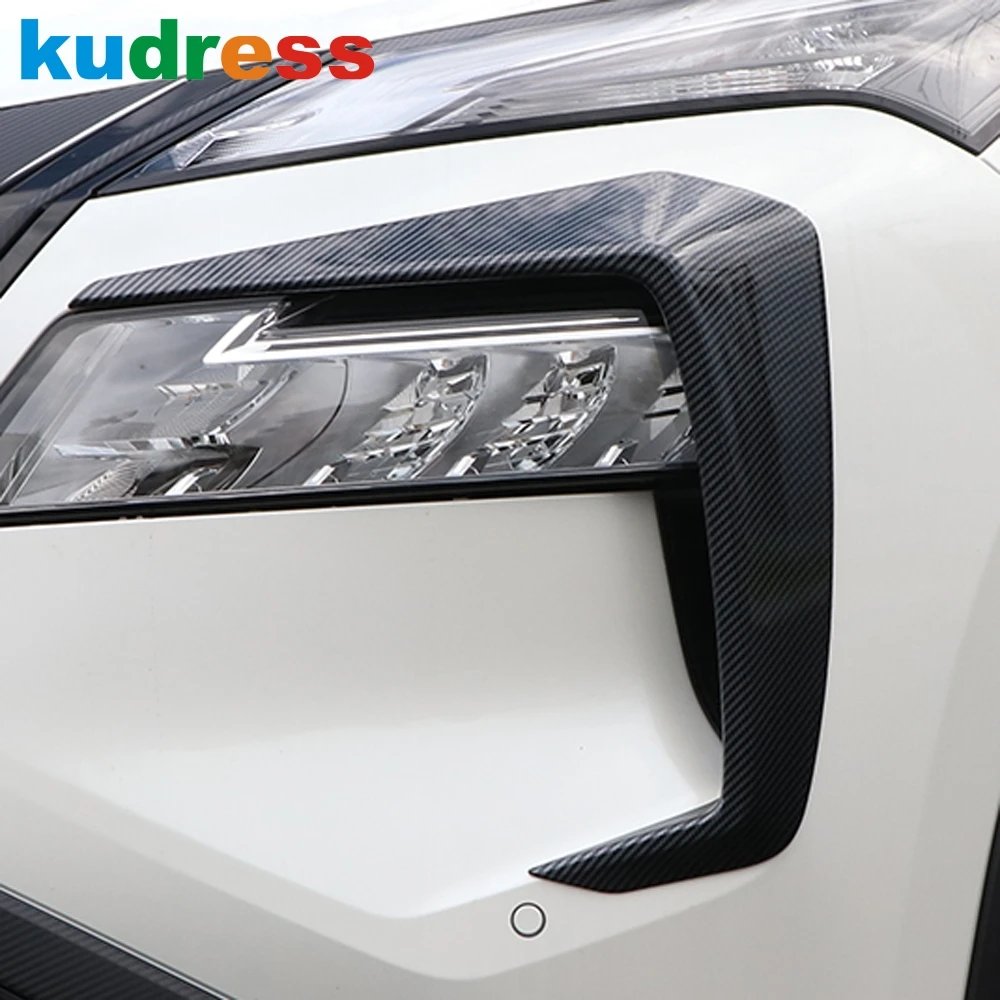 

Передняя противотуманная фара из углеродного волокна для Nissan Rogue X-trail 2021 2022, обшивка для бровей, противотуманная фара, дневная фара, Стайлинг...