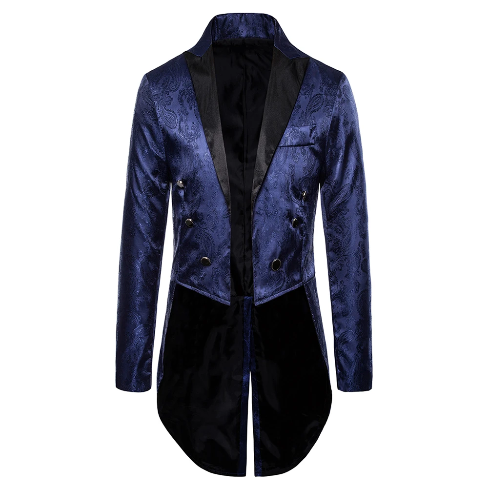CYSINCOS Men Clothes 2019 Goth Steampunk Blazer Tuxedo Jacket Fashion Long Sleeve Coat Suits For Wedding Autumn Winter | Мужская одежда