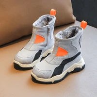 size 26 37 boys winter fashion boots leather waterproof snow boots boys sneakers plus velvet outdoor winter kids shoes for girl