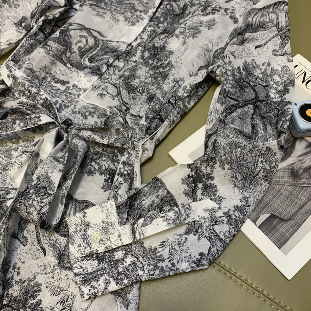 

2021 new women fashion long sleeve lapel tie animal print maxi dress 0322