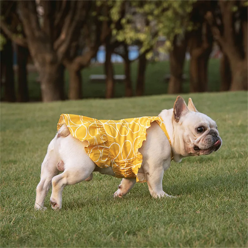 Платье для собаки с желтыми листьями вечернее флейтированное платье чихуахуа