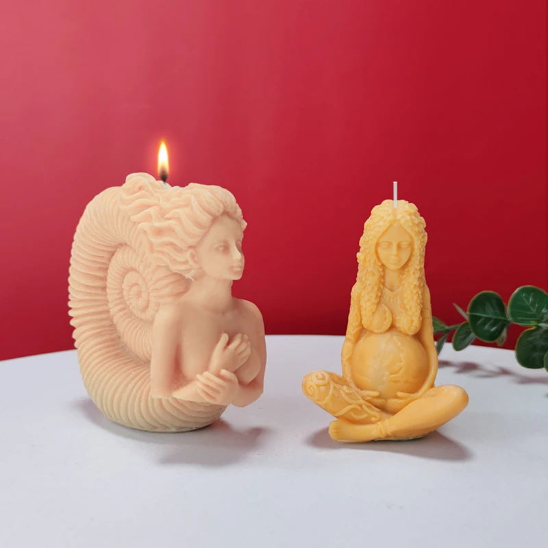 

3D Conch девушка Ароматизированная свеча украшение DIY Gaia Mother Of The Earth мыло силиконовая форма для ручной работы эпоксидная кожа