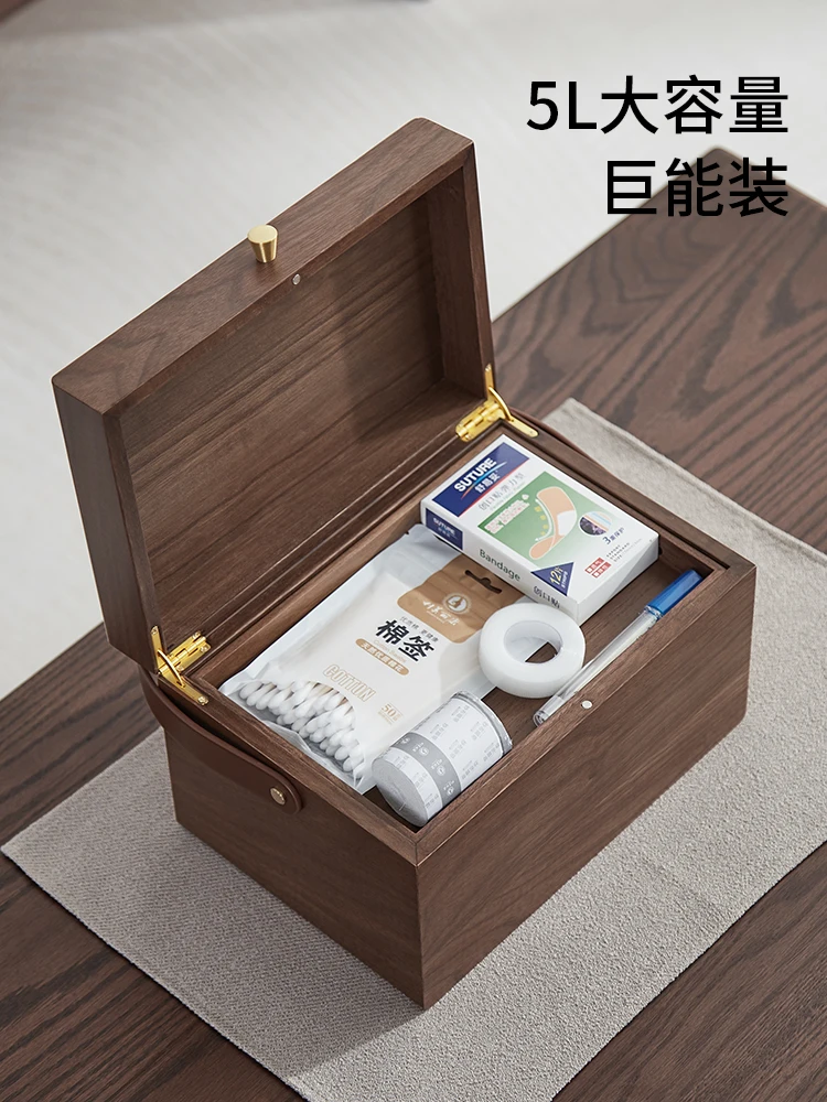 Household Medicine Box Pack Large Capacity First Aid Kit First-Aid Storage Solid Wood | Дом и сад