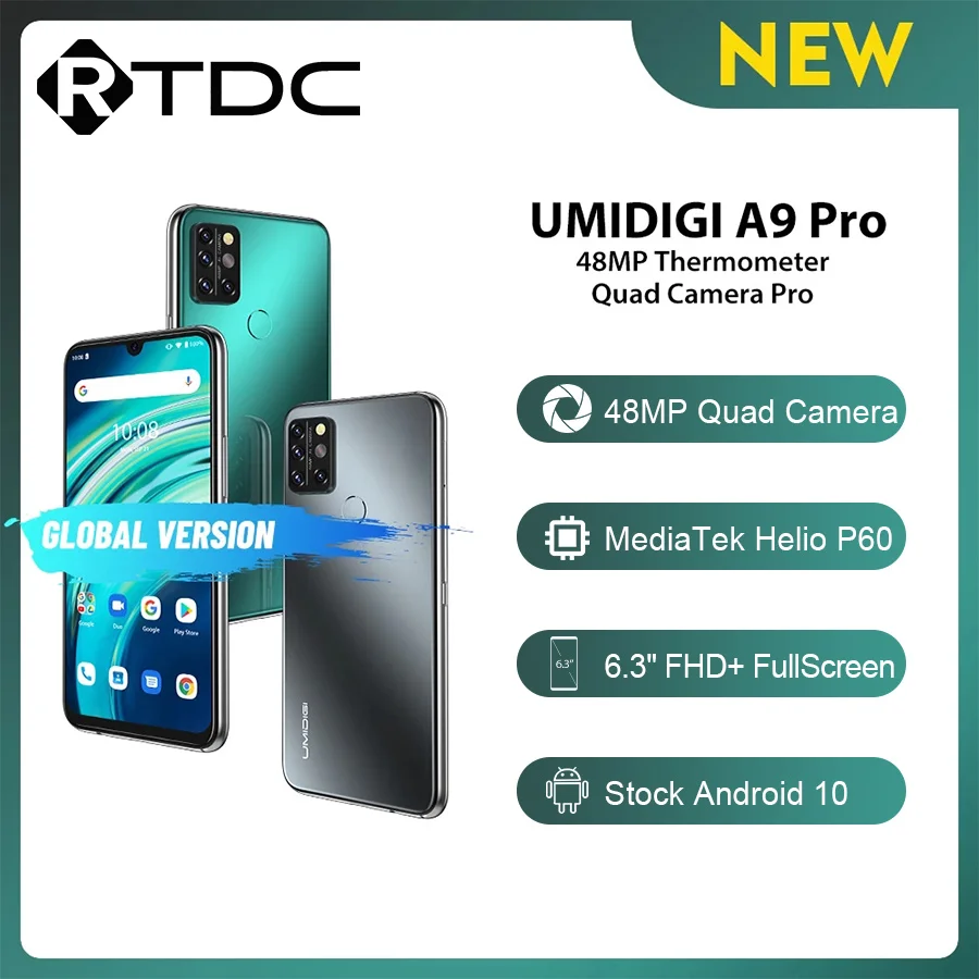 UMIDIGI A9 Pro 6 3 &quotFHD + 4/6/8GB/64 Гб 128 Смартфон 48MP Quad Camera 19 5: 9 4150 мАч Helio P60 Восьмиядерный