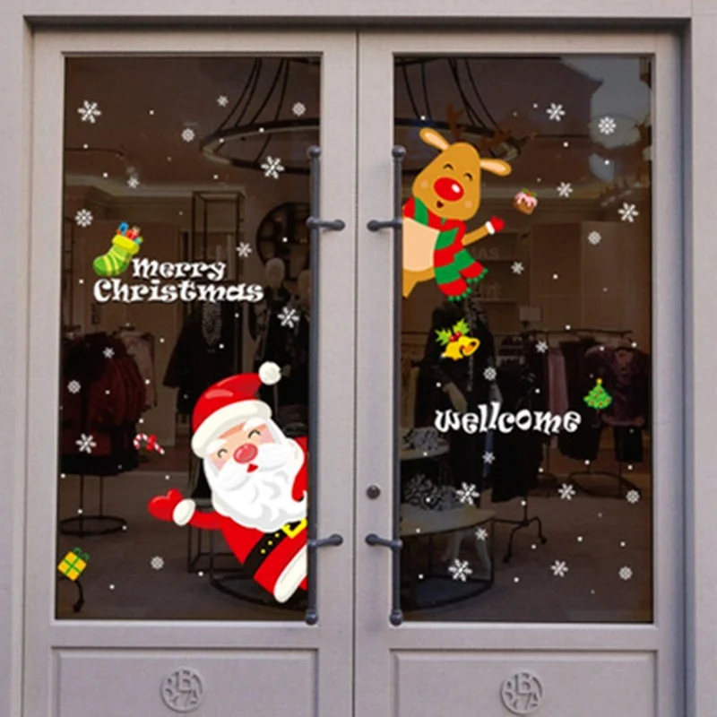 

Christmas Window Stickers Merry Christmas Decorations for Home Christmas Wall Sticker Kids Room Wall Decals 2022 New Year