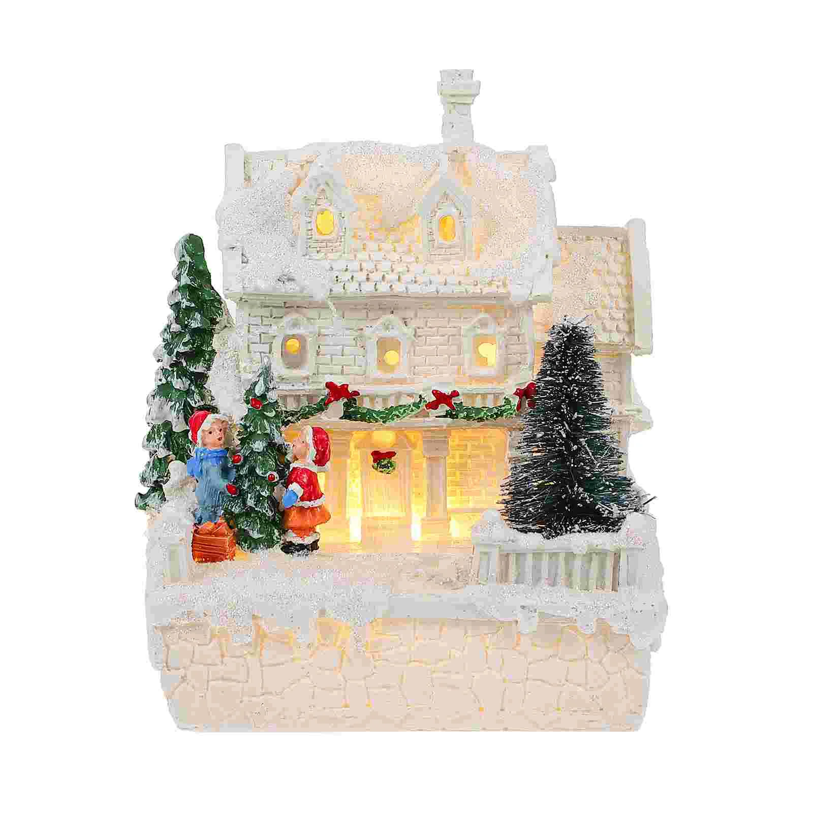 

1Pc Christmas Mini Resin House Ornament Micro House Decoration Xmas Supply
