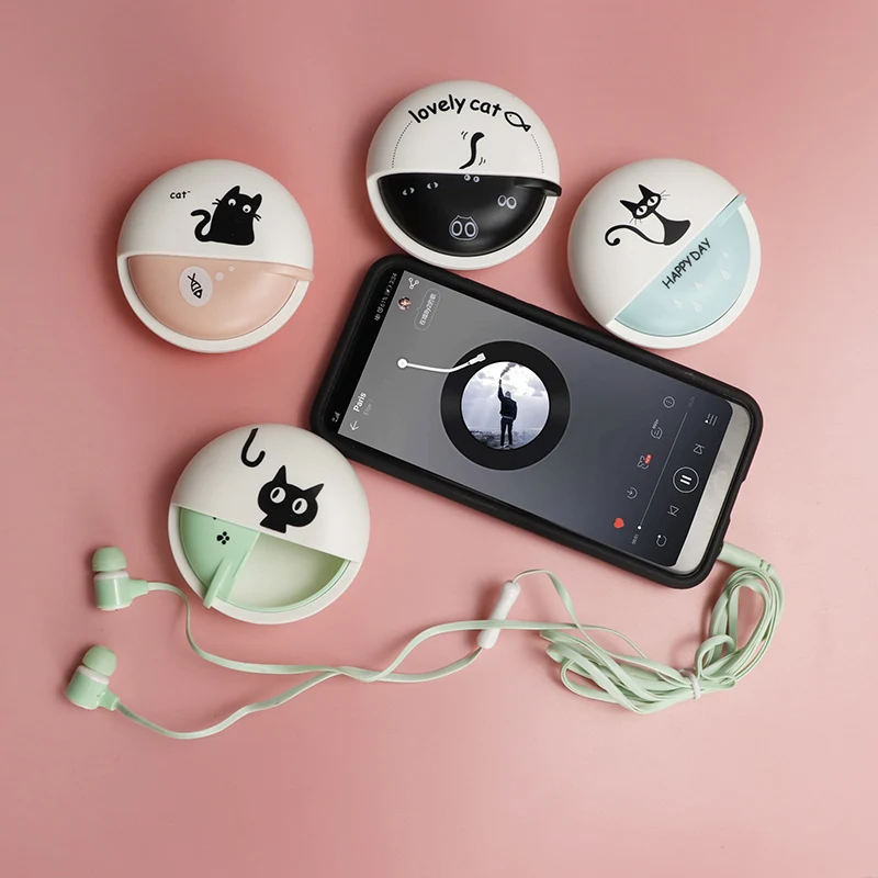 Проводные наушники с милым котом для девочек детские 3 5 мм музыкальная гарнитура