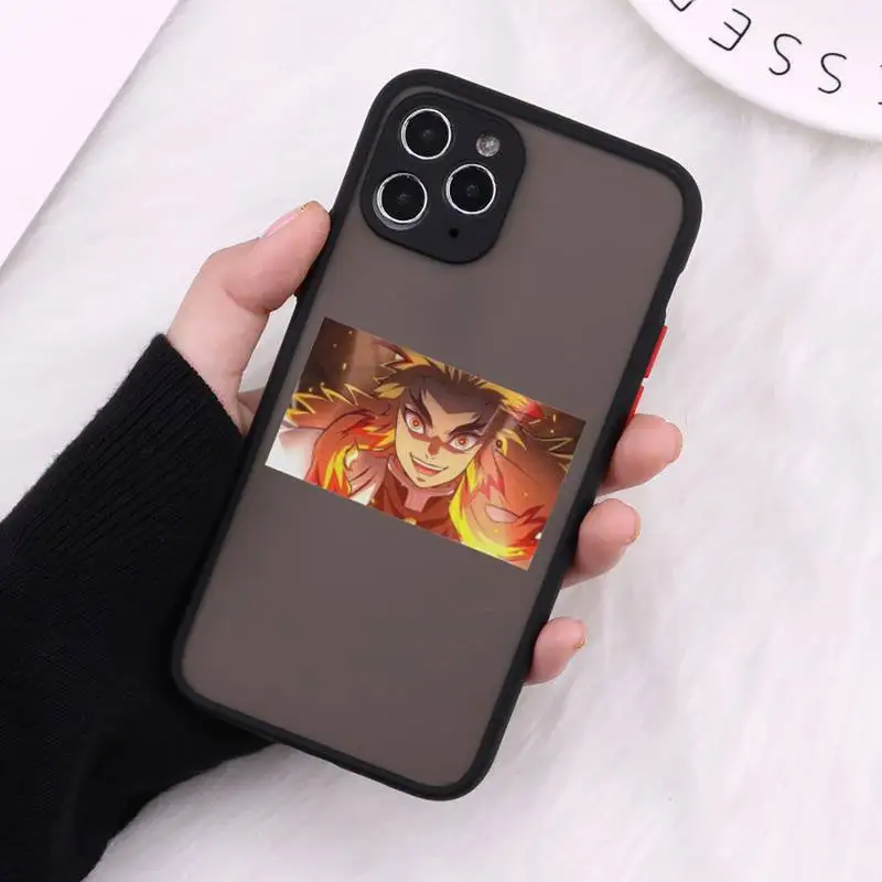 

Cute Japan Demon Slayer Phone Case Matte For iPhone 12 Mini 11 Pro XR XS Max 7 8 Plus X Hard PC Back Cover