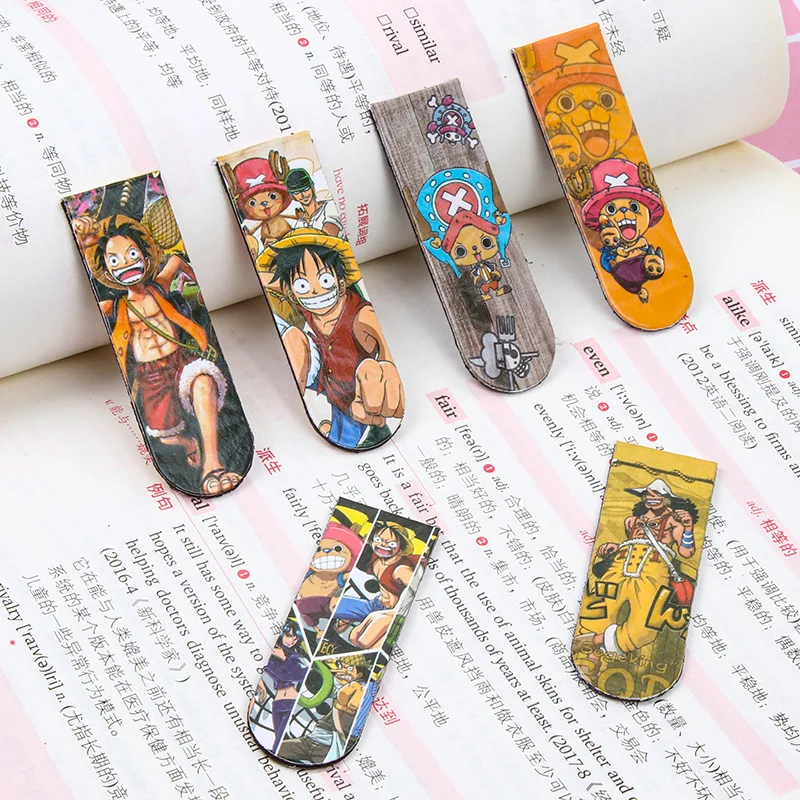 

6 шт./компл. Аниме ONE PIECE Luffy мультяшная фигурка, закладка для рождества, строительные магнитные закладки
