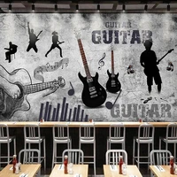 custom 3d mural wallpaper retro hand painted music theme guitar graffiti cement fresco restaurant ktv bar murals papel de parede