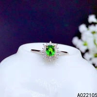 kjjeaxcmy fine jewelry 925 sterling silver inlaid natural diopside women exquisite fashion flower adjustable gem ring support de