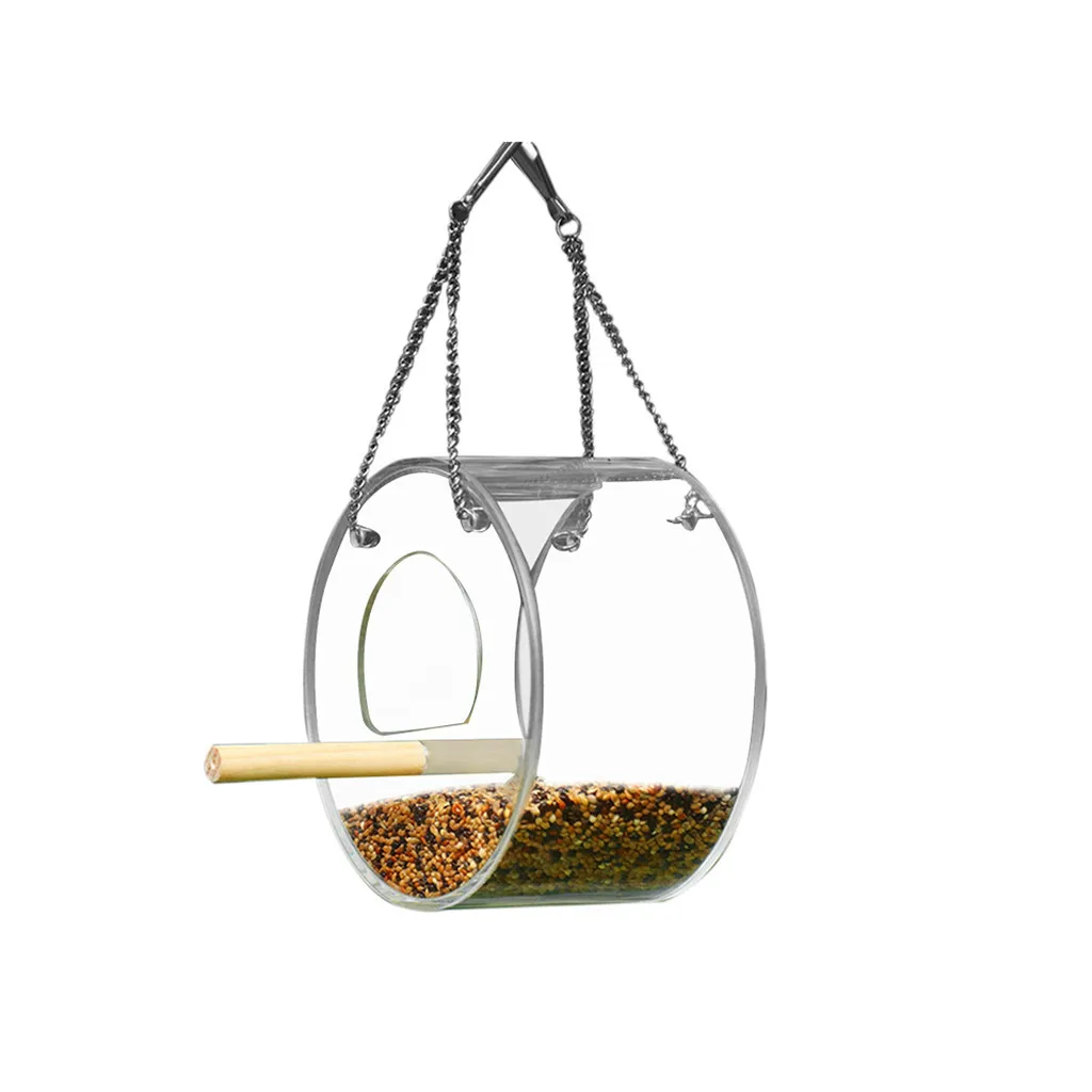 

New Bird Feeder Acrylic Bird Feeder Food Box With Stand Outdoor Bird Feeding Box yard garden decor