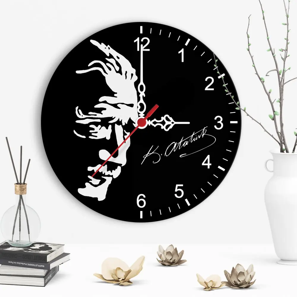 

Decorative Ataturk Design Wooden Wall Clock-2
