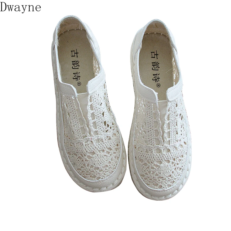 Оригинальная женская обувь ручной работы Тонкие туфли с кружевом Повседневная в