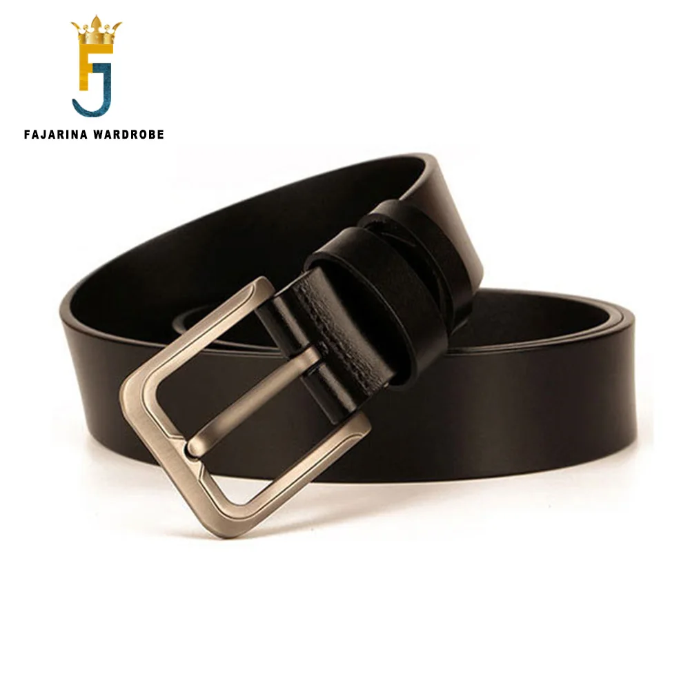 FAJARINA Mens Retro Alloy Pin Buckle Metal Belt for Men Top Quality Solid Cowskin Belts Men‘s Cow Genuine Leather 3.8cm N17FJ874